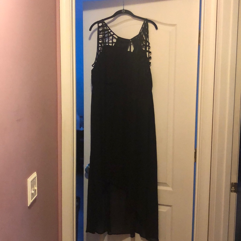 Black Caged  Hi-Lo Dress